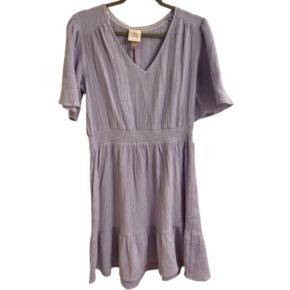 KNOX ROSE V-NECK GAUZE MUSLIN DRESS SIZE SMALL WITH POCKETS BABY POWDER BLUE NWT - Picture 2 of 16